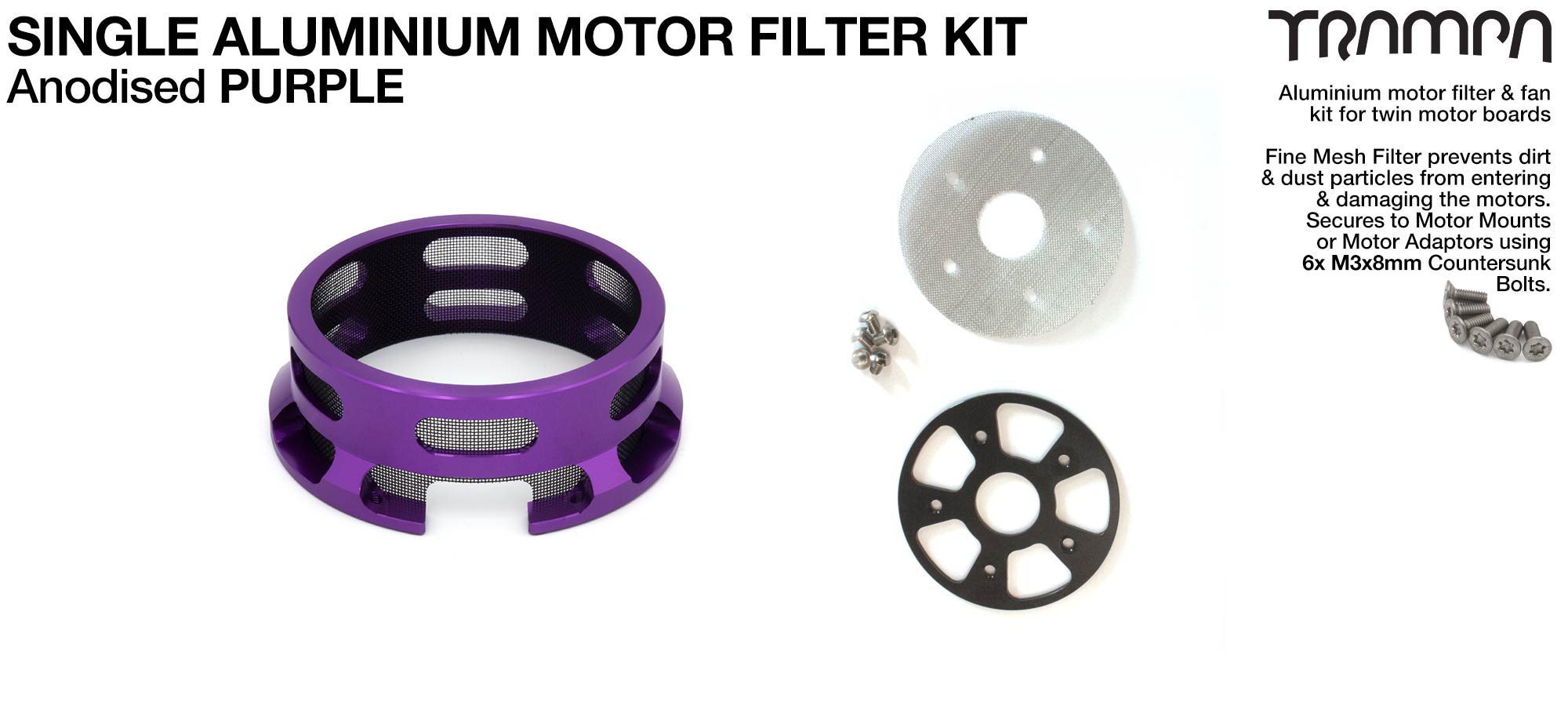 HALF CAGE Motor protection  - PURPLE anodised with Filters - SINGLE