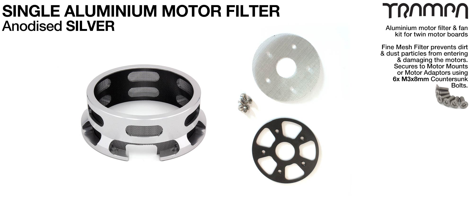HALF CAGE Motor protection  - SILVER anodised with Filters - SINGLE