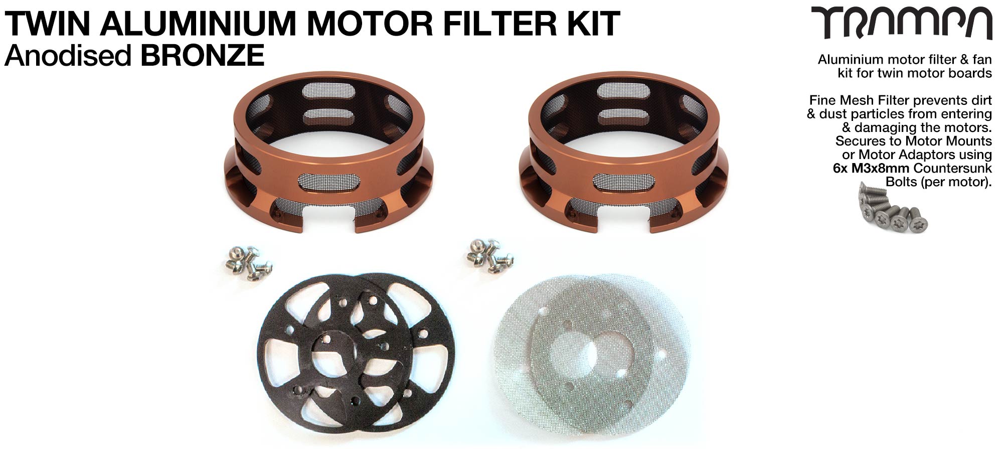 HALF CAGE Motor protection  - BRONZE anodised with Filters - TWIN