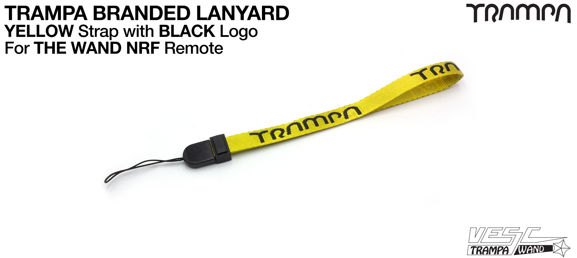 WAND - Lanyard / Wrist Strap - YELLOW Strap with BLACK Logo