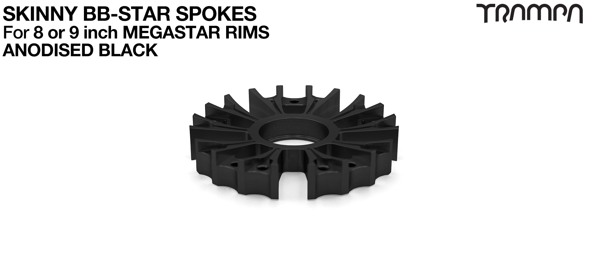 BBStar SKINNY Spoke for MEGASTAR 8 & 9 Rims - Extruded T6 Heat Treated & CNC Precision milled - BLACK