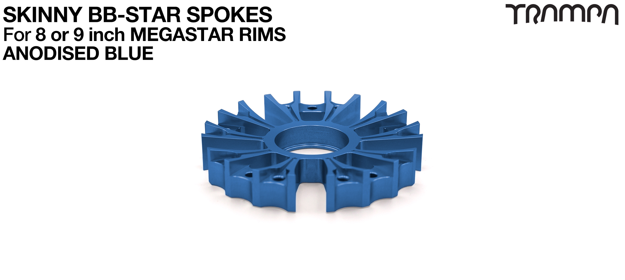 BBStar SKINNY Spoke for MEGASTAR 8 & 9 Rims - Extruded T6 Heat Treated & CNC Precision milled - BLUE