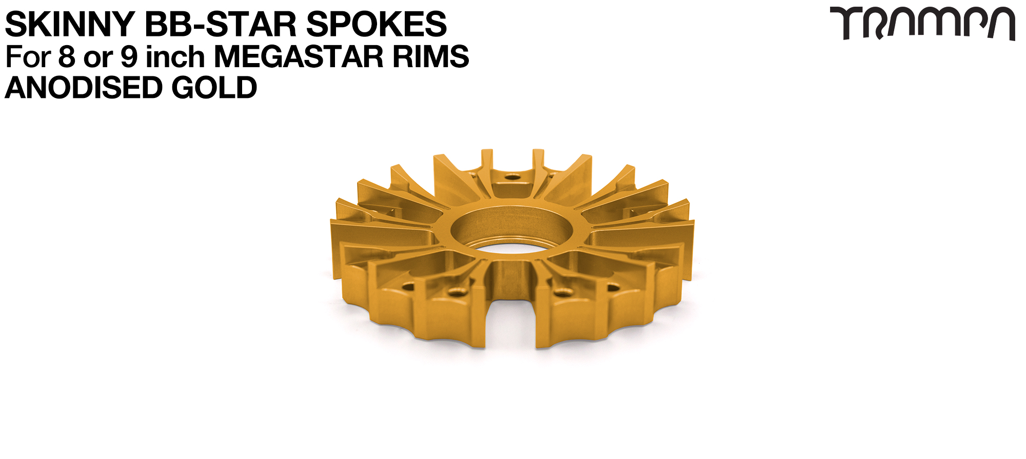 BBStar SKINNY Spoke for MEGASTAR 8 & 9 Rims - Extruded T6 Heat Treated & CNC Precision milled - GOLD