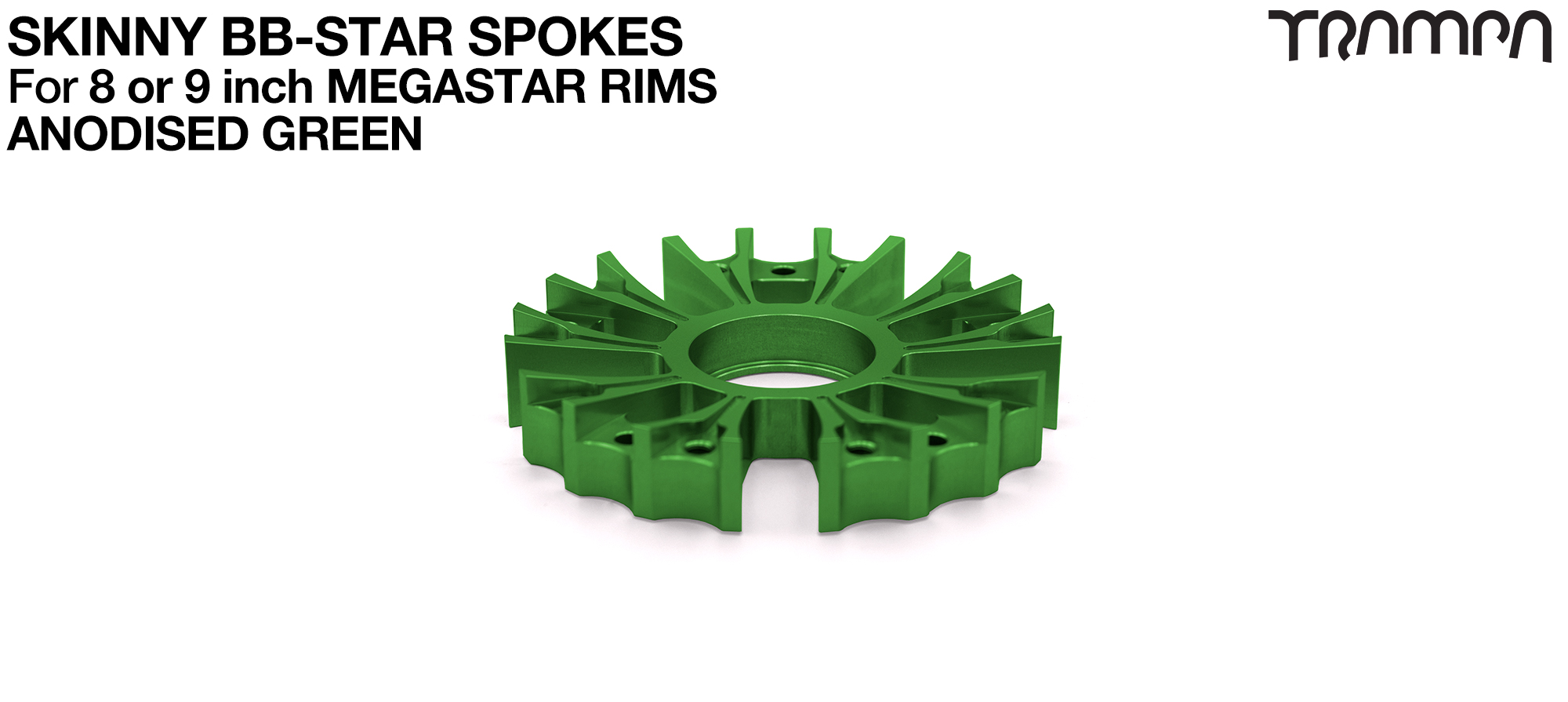 BBStar SKINNY Spoke for MEGASTAR 8 & 9 Rims - Extruded T6 Heat Treated & CNC Precision milled - GREEN