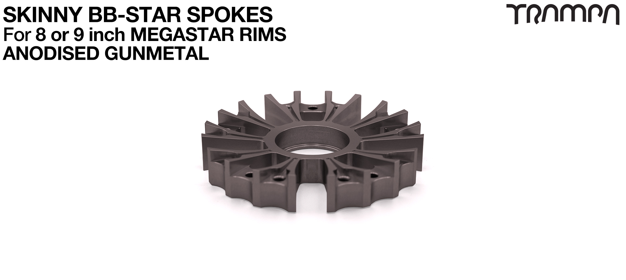 BBStar SKINNY Spoke for MEGASTAR 8 & 9 Rims - Extruded T6 Heat Treated & CNC Precision milled - GUNMETAL