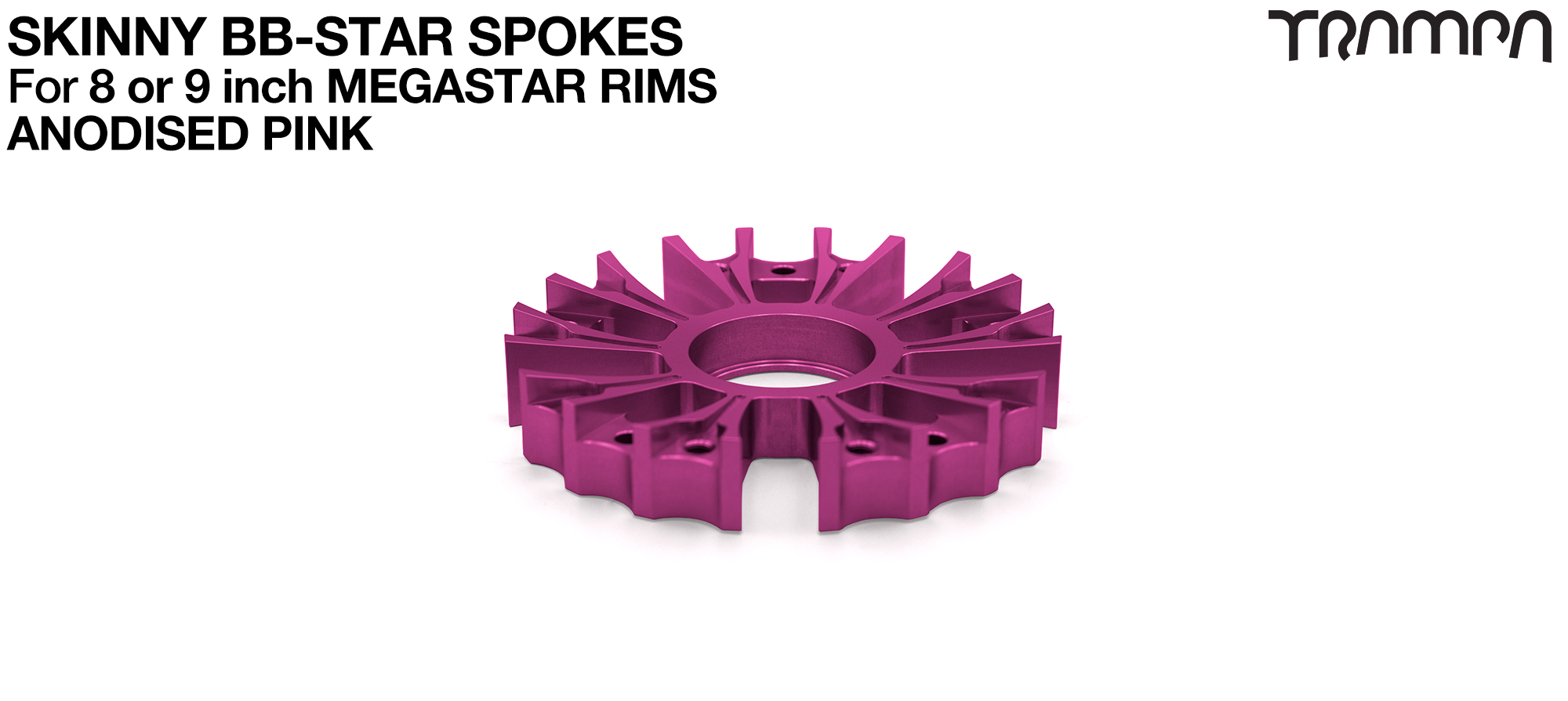 BBStar SKINNY Spoke for MEGASTAR 8 & 9 Rims - Extruded T6 Heat Treated & CNC Precision milled - PINK