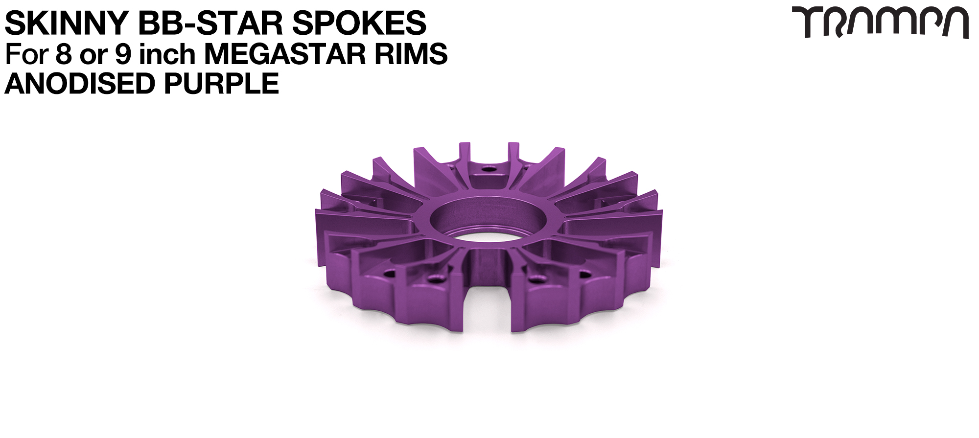 BBStar SKINNY Spoke for MEGASTAR 8 & 9 Rims - Extruded T6 Heat Treated & CNC Precision milled - PURPLE