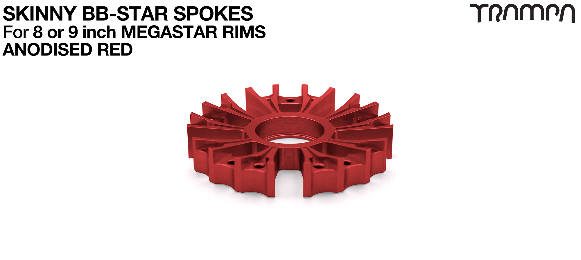 BBStar SKINNY Spoke for MEGASTAR 8 & 9 Rims - Extruded T6 Heat Treated & CNC Precision milled - RED