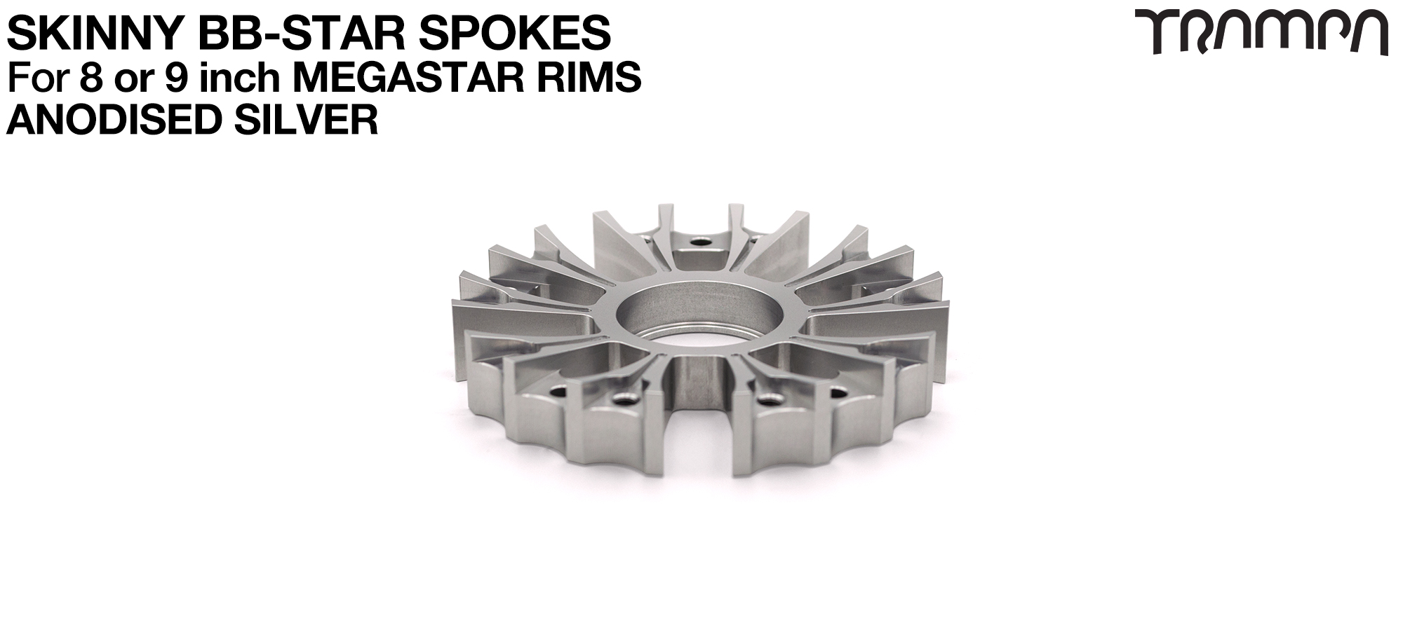 BBStar SKINNY Spoke for MEGASTAR 8 & 9 Rims - Extruded T6 Heat Treated & CNC Precision milled - SILVER