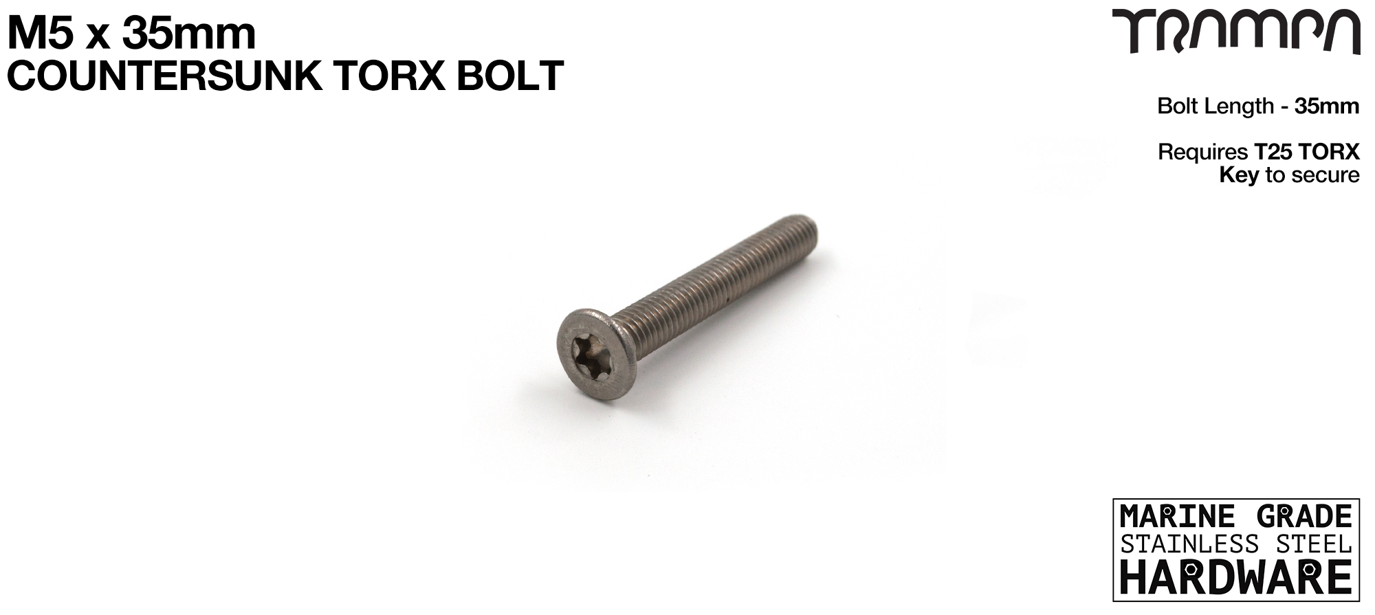 M5 x 35mm TORX Countersunk Bolt Stainless Steel 