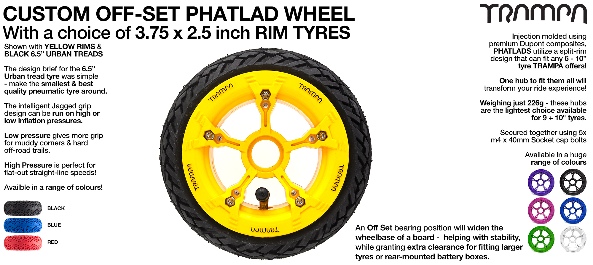 TRAMPA PHATLADS 5 spoke Wheels - 6 Inch Urban Tyres