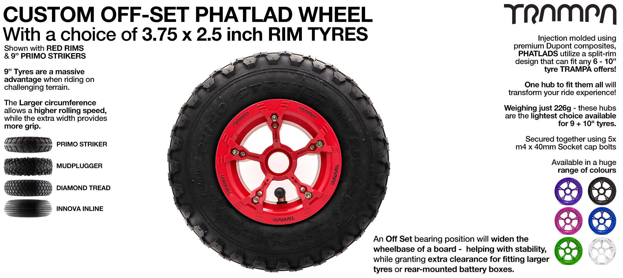 TRAMPA PHATLADS 5 spoke Wheels - 9 Inch Tyres 