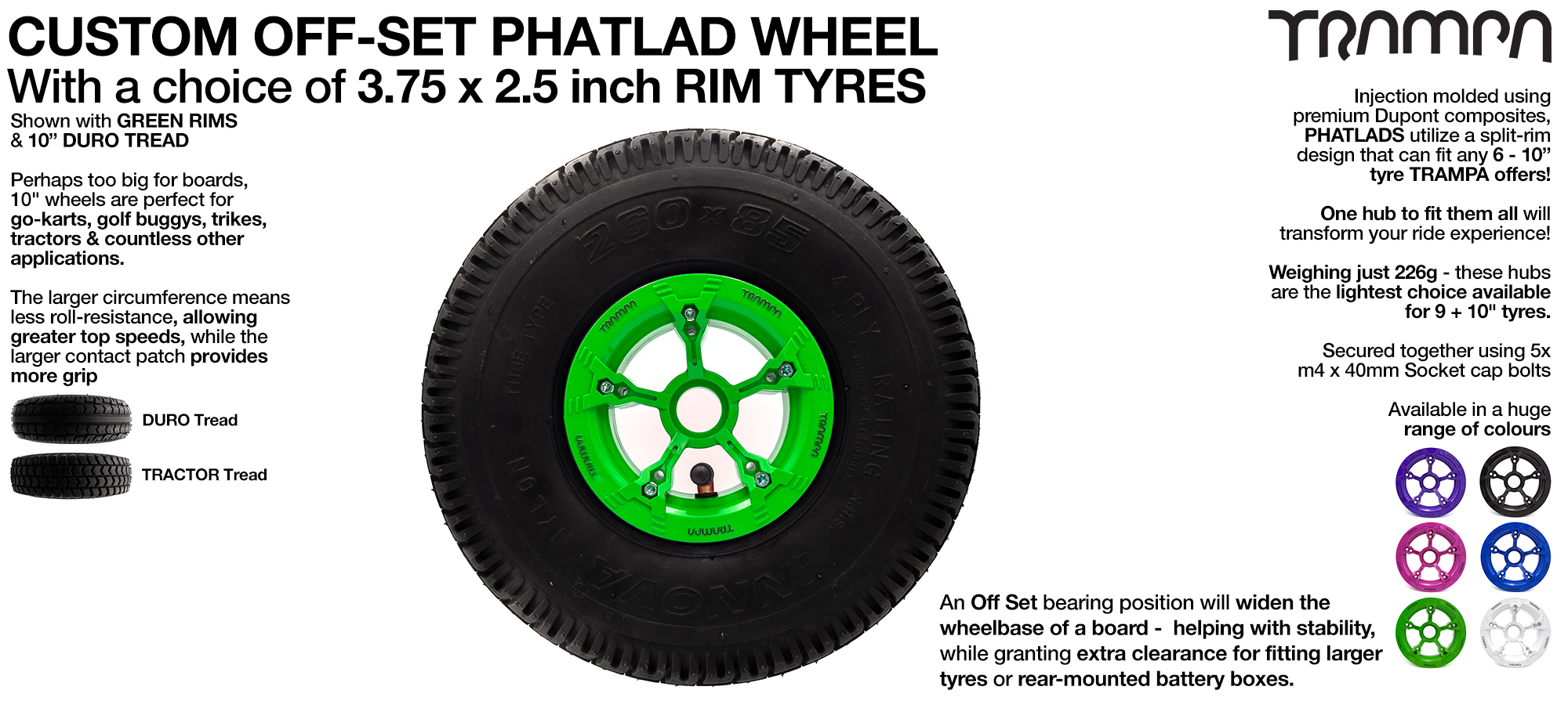 TRAMPA PHATLADS 5 spoke Wheels - 10 Inch Tyres 