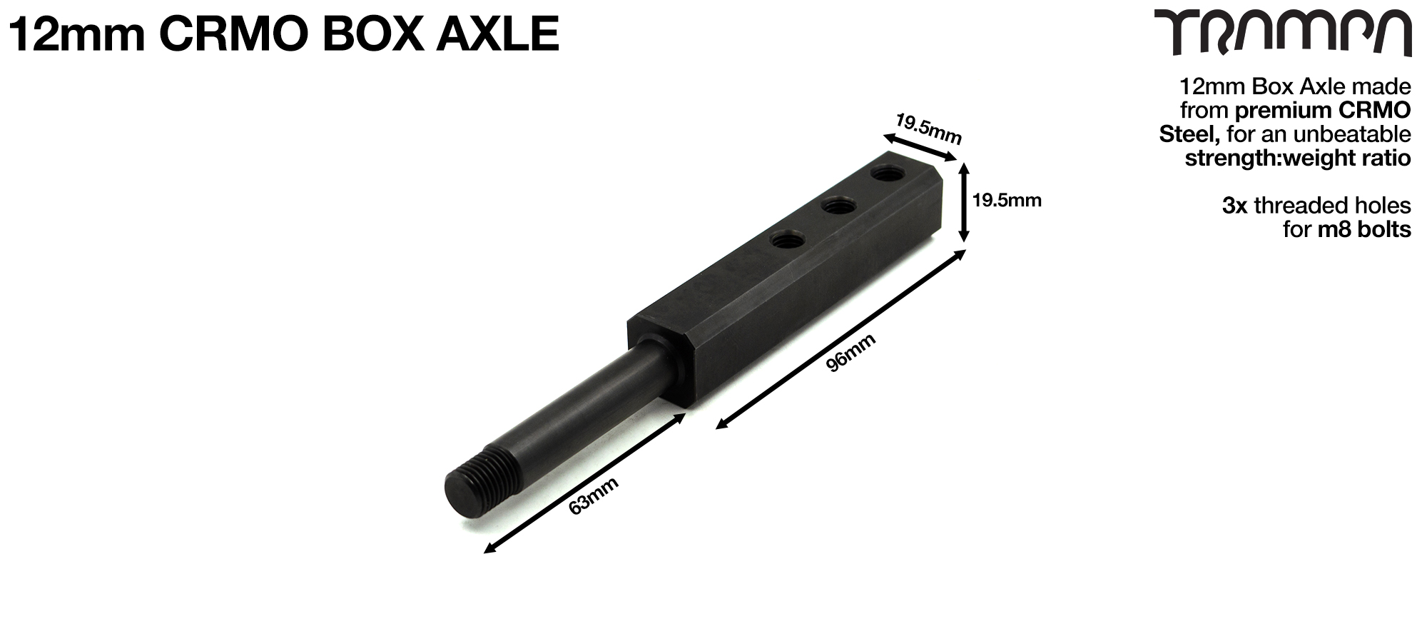 19.5mm Cr-Mo BOX AXLE - 12mm 