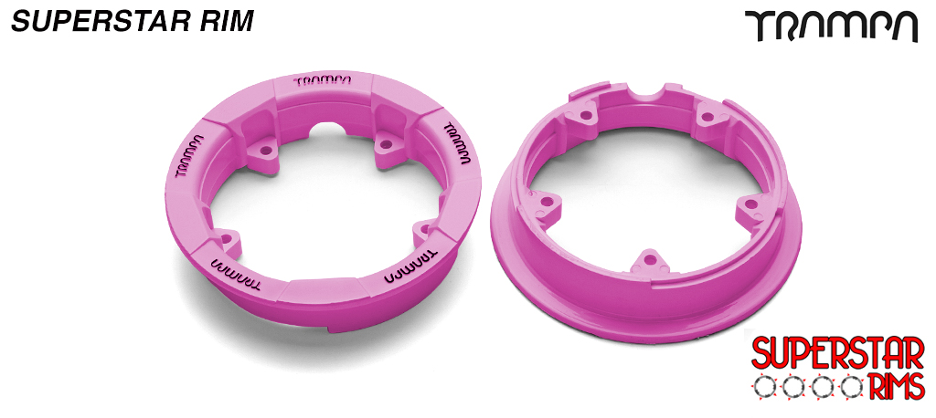 Genuine SUPERSTAR CENTER-SET Rim 3.75x 2 Inch fits all 3.75 Inch Tyres - PINK with BLACK Logos