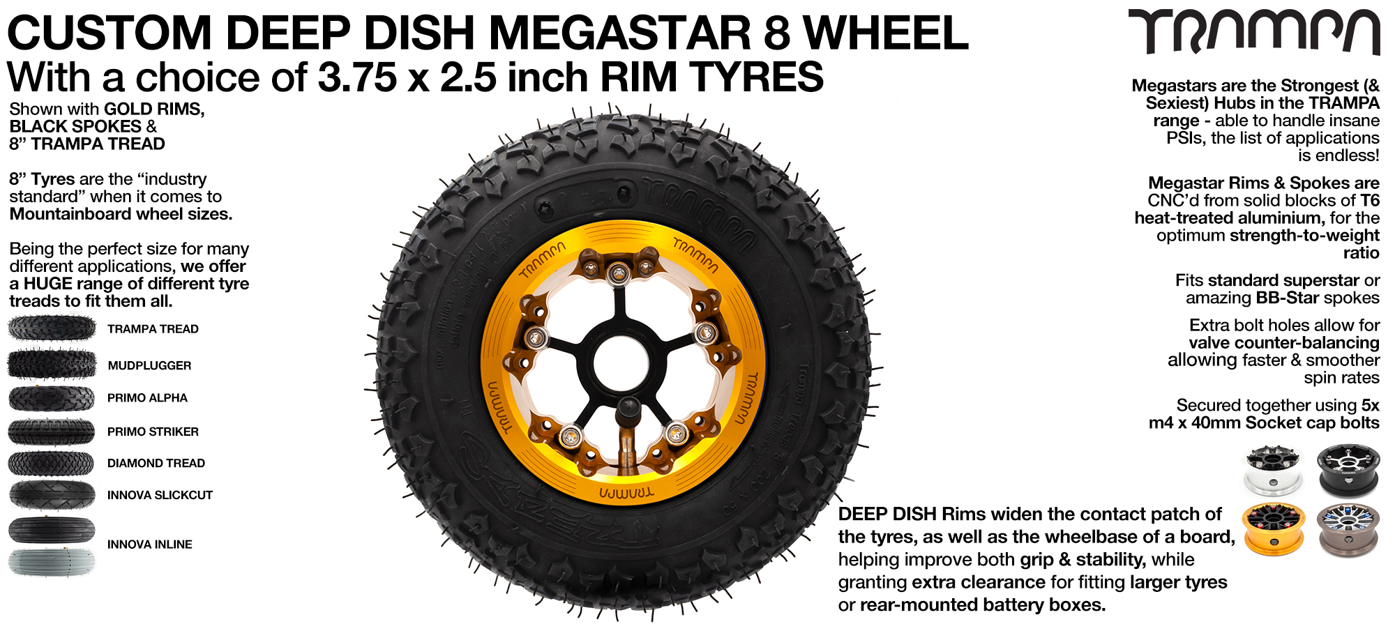 DEEP-DISH MEGASTAR 8 Wheel - CUSTOM 8 inch Tyre 