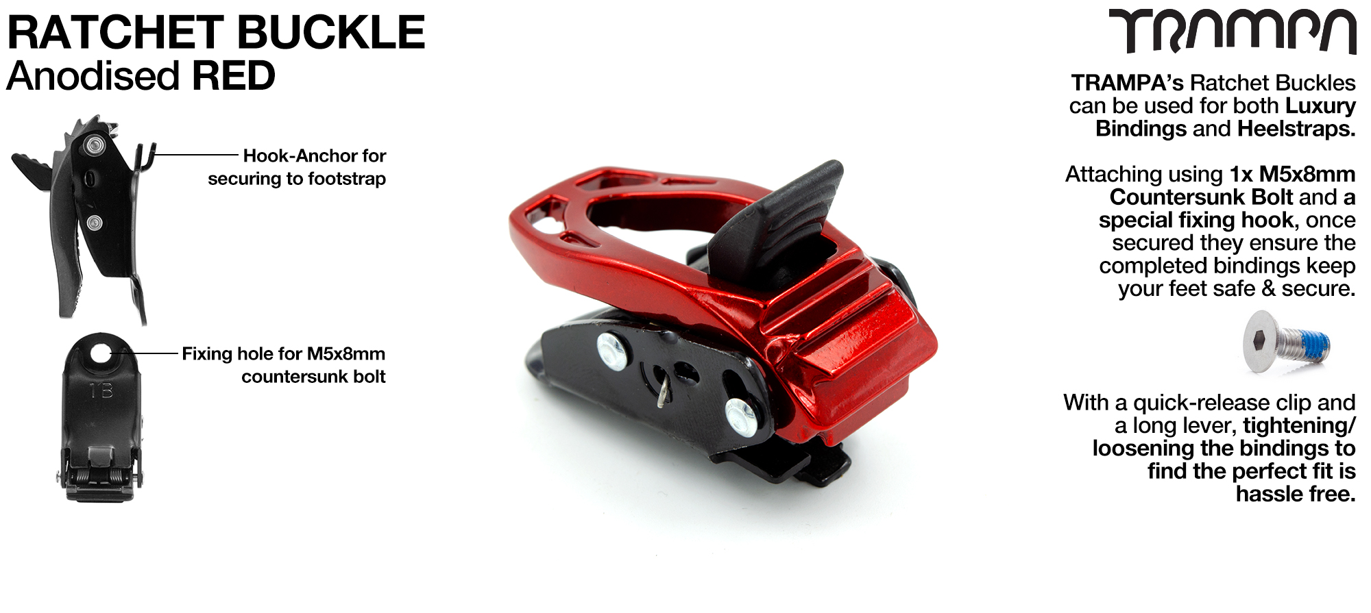 Ratchet Buckle - RED Anodised 