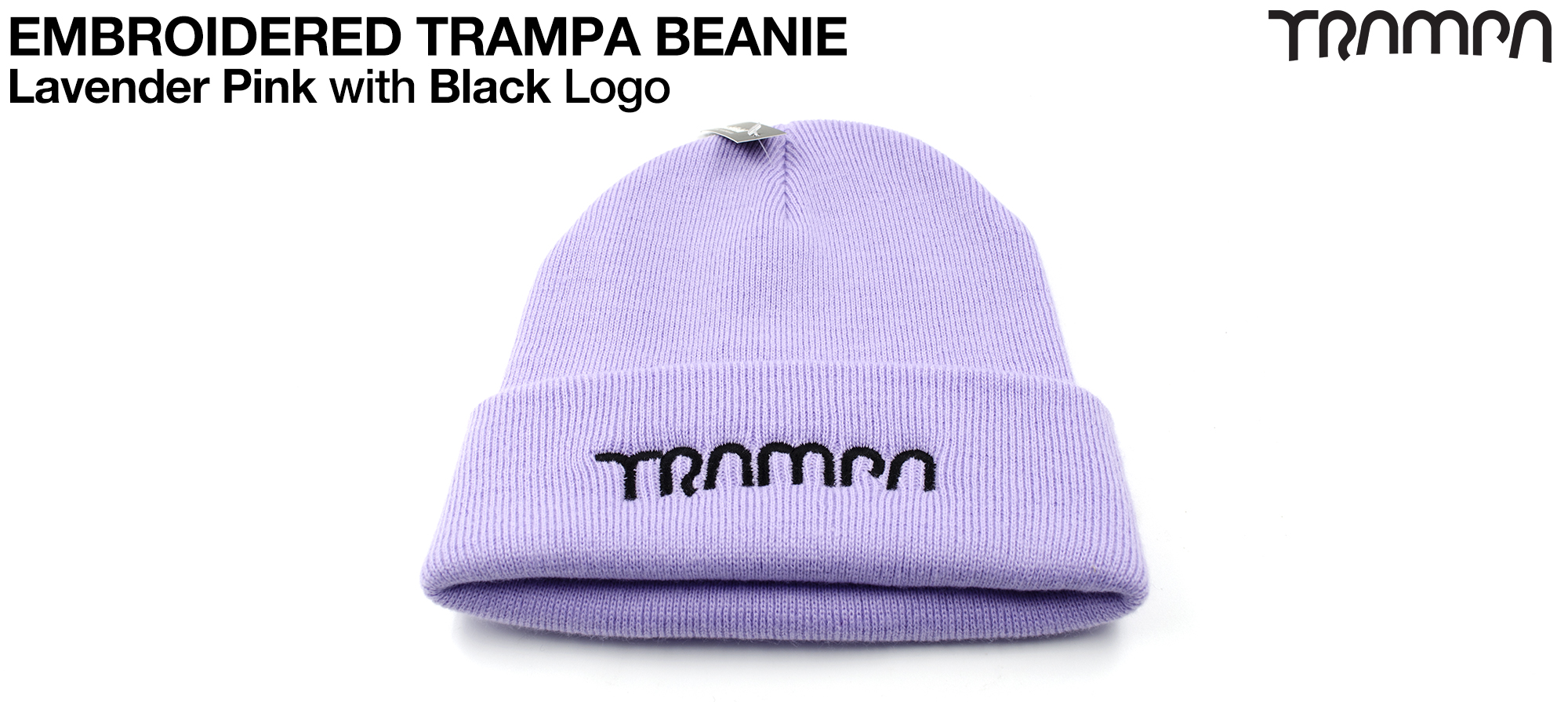 Lavender PINK Beanie with BLACK TRAMPA logo 