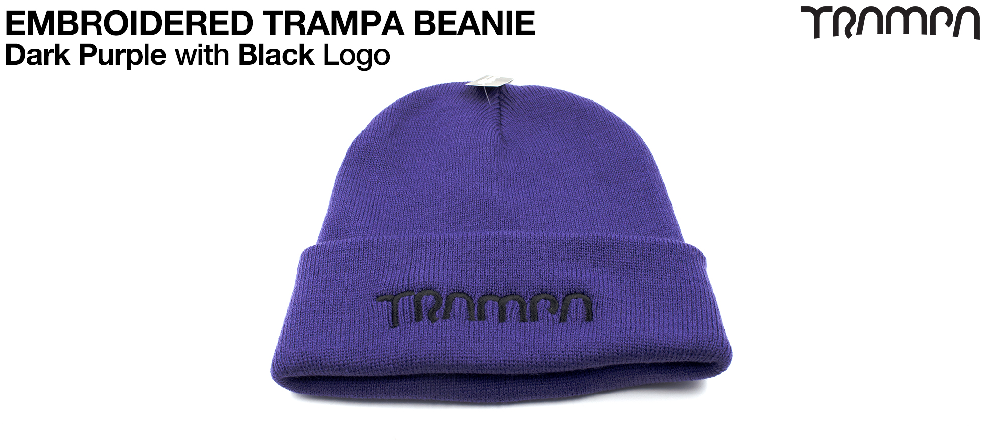 PURPLE Woolly hat with Vivid BLACK TRAMPA logo