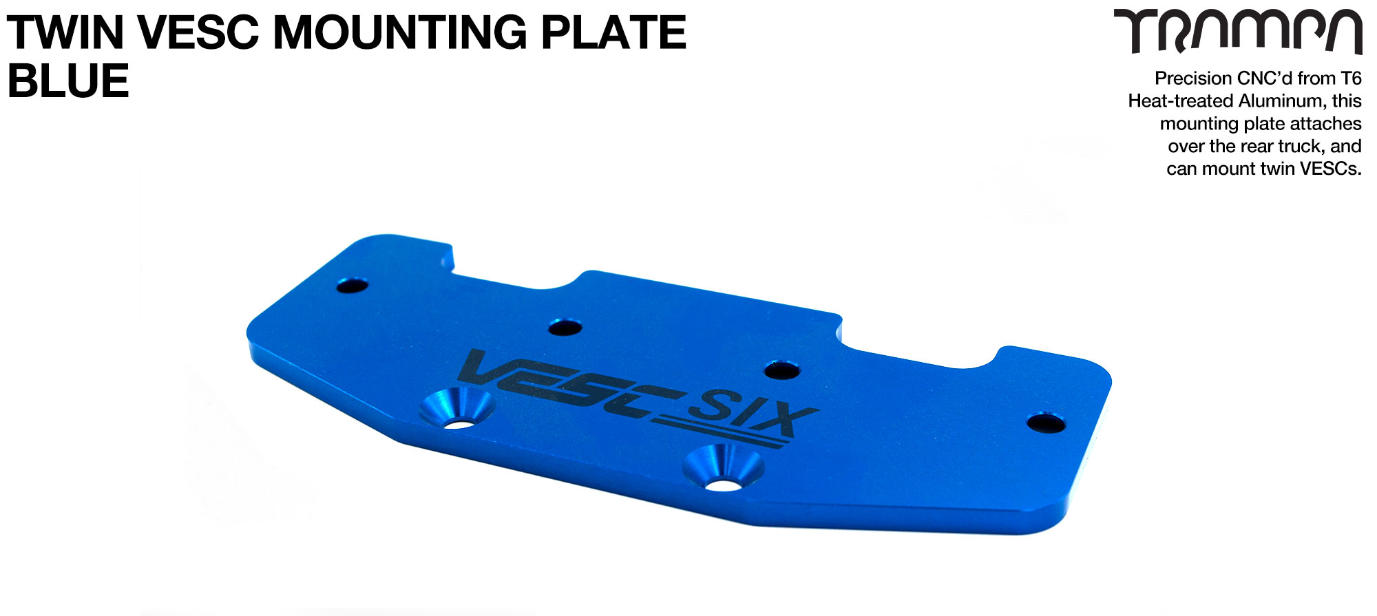 ALUMINIUM mounting Plate for TWIN VESC 6 - Anodised BLUE 