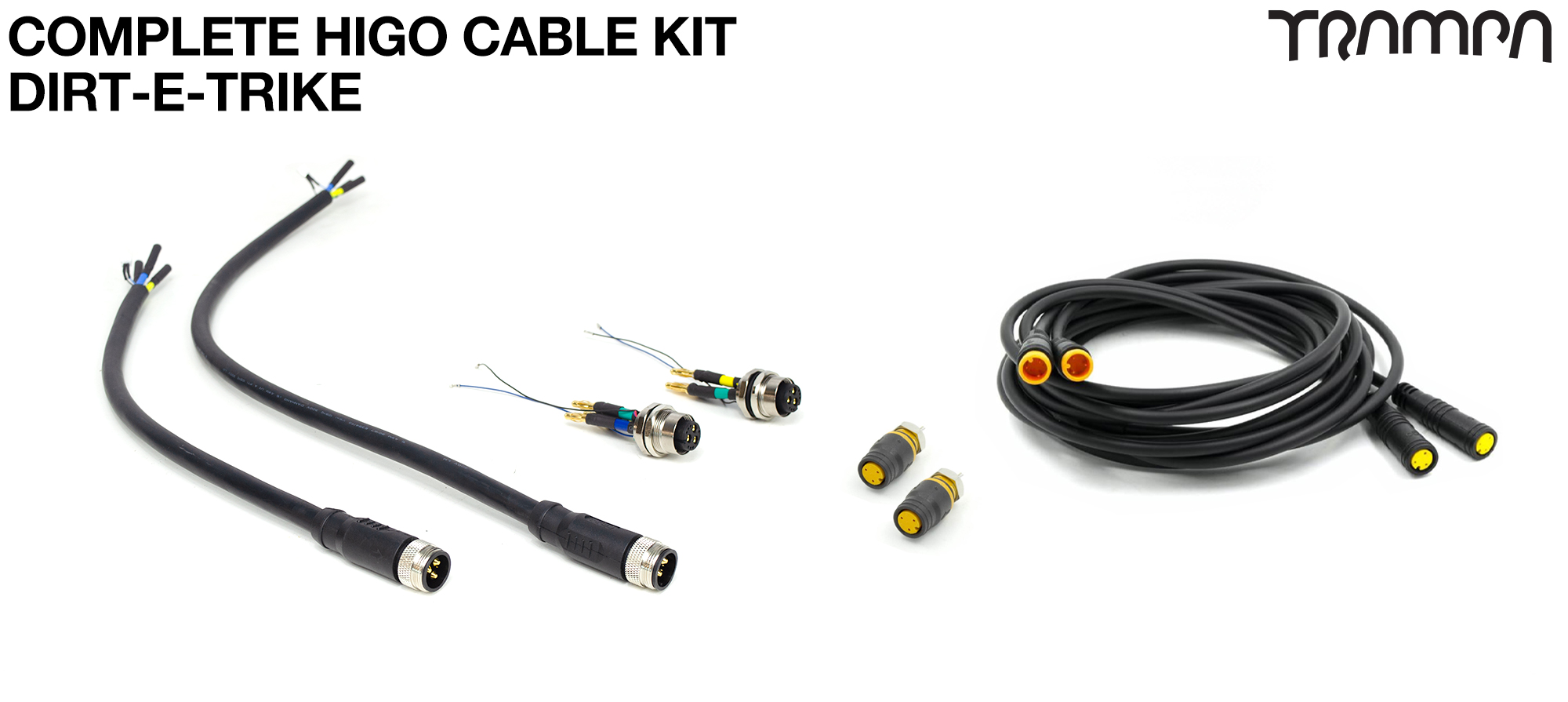 Complete Drift-E-Trike Cable Kit for TWIN VESC 6 with 50 Amp Fuse all soldered & heat sealed ready for plug & play use & of course TRAMPA Stamped 1036 strand Silicon coated Cable!