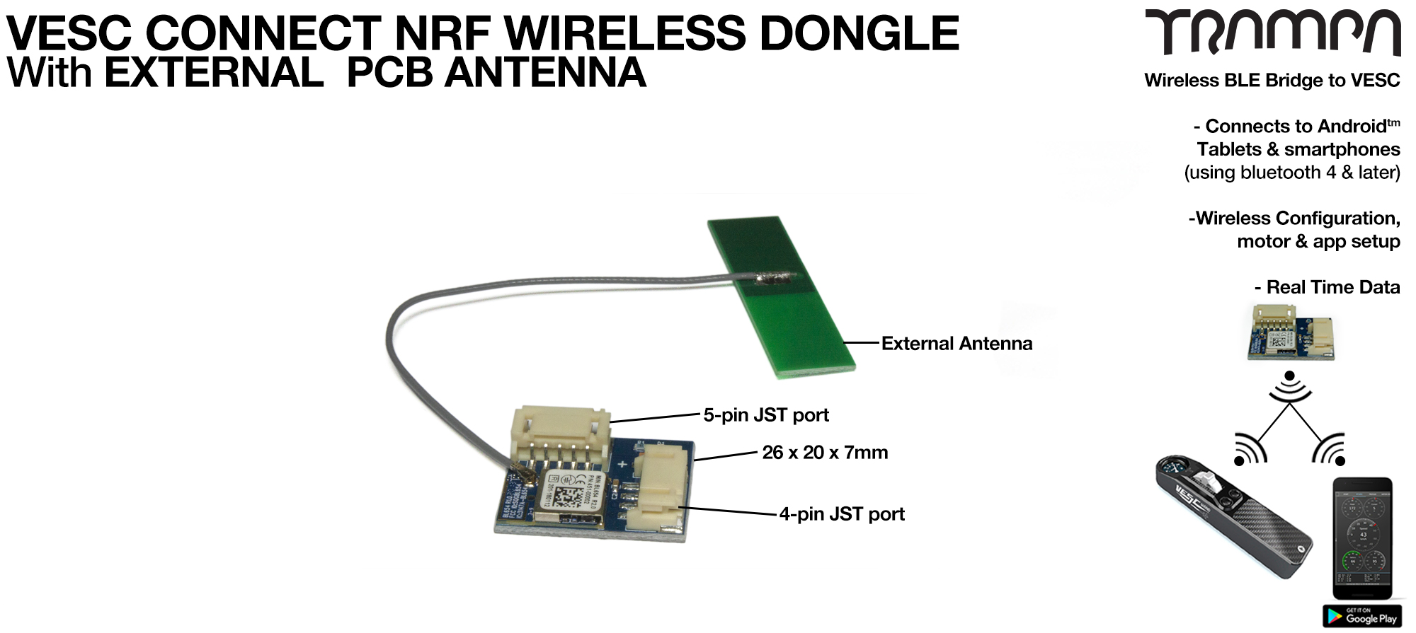 VESC Connect NRF Dongle with EXTERNAL PCB Antenna 