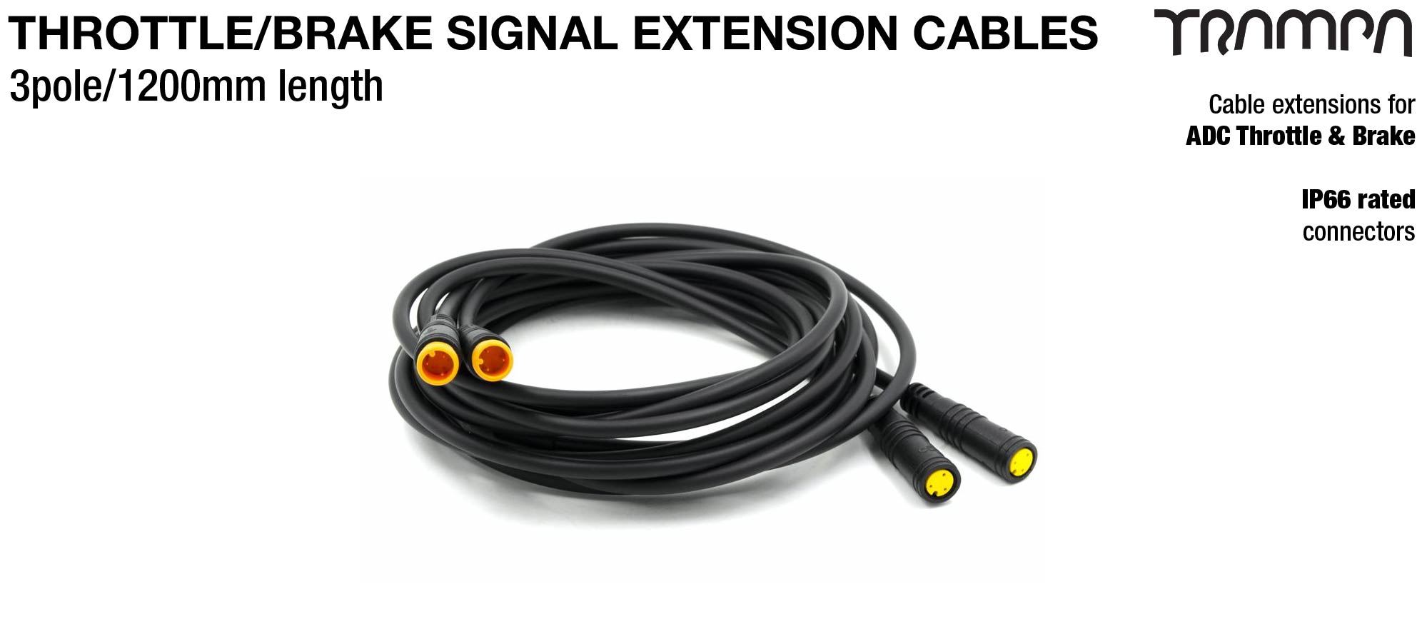 HIGO Signal Extension Cables for BREAK & THROTTLE Drift-E-Trikes 1.2 meters