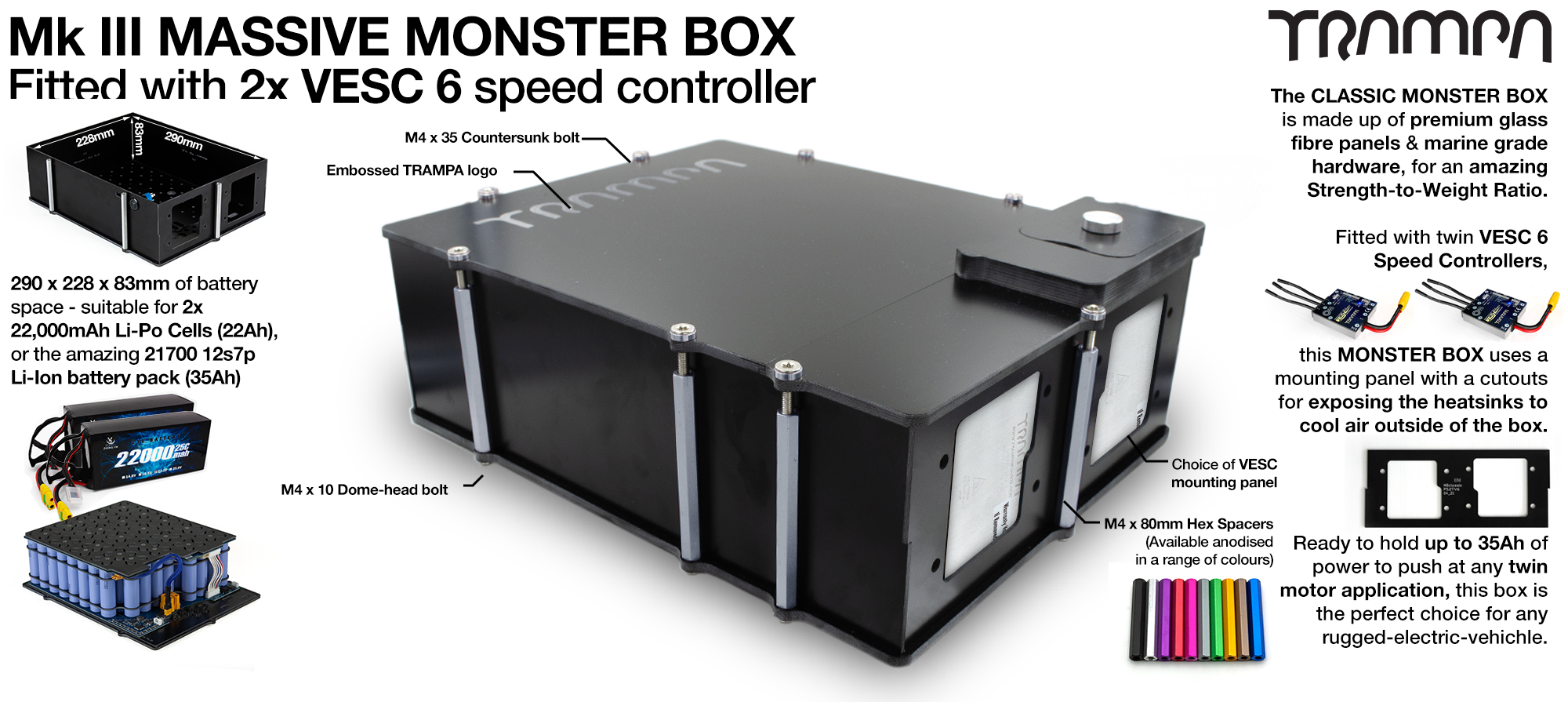 21700 2WD Mk III MASSIVE MONSTER Box with 2x VESC 6 