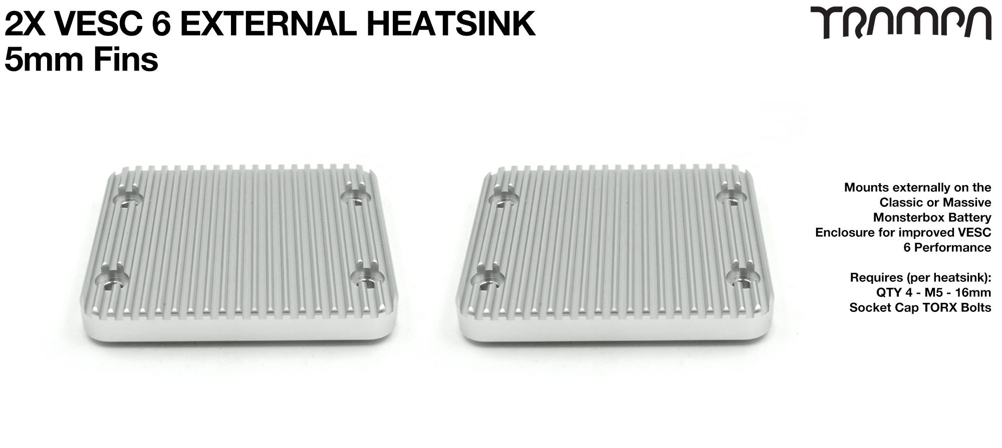 2x VESC 6 Monster Box External HEAT SINK - 5mm Cooling fins