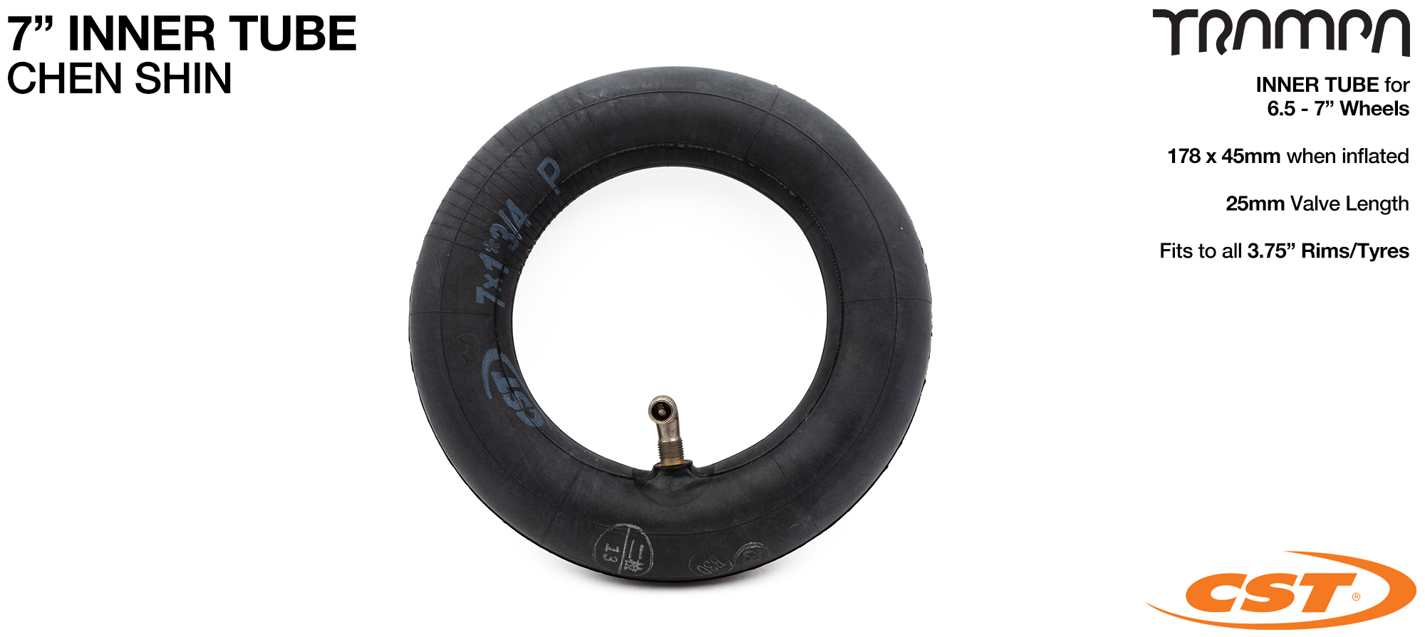 7 Inch Inner Tube CST 7x13/4 inch 175x45mm SILVER Valve - fits 3.75 inch Rims & 7 inch tyres