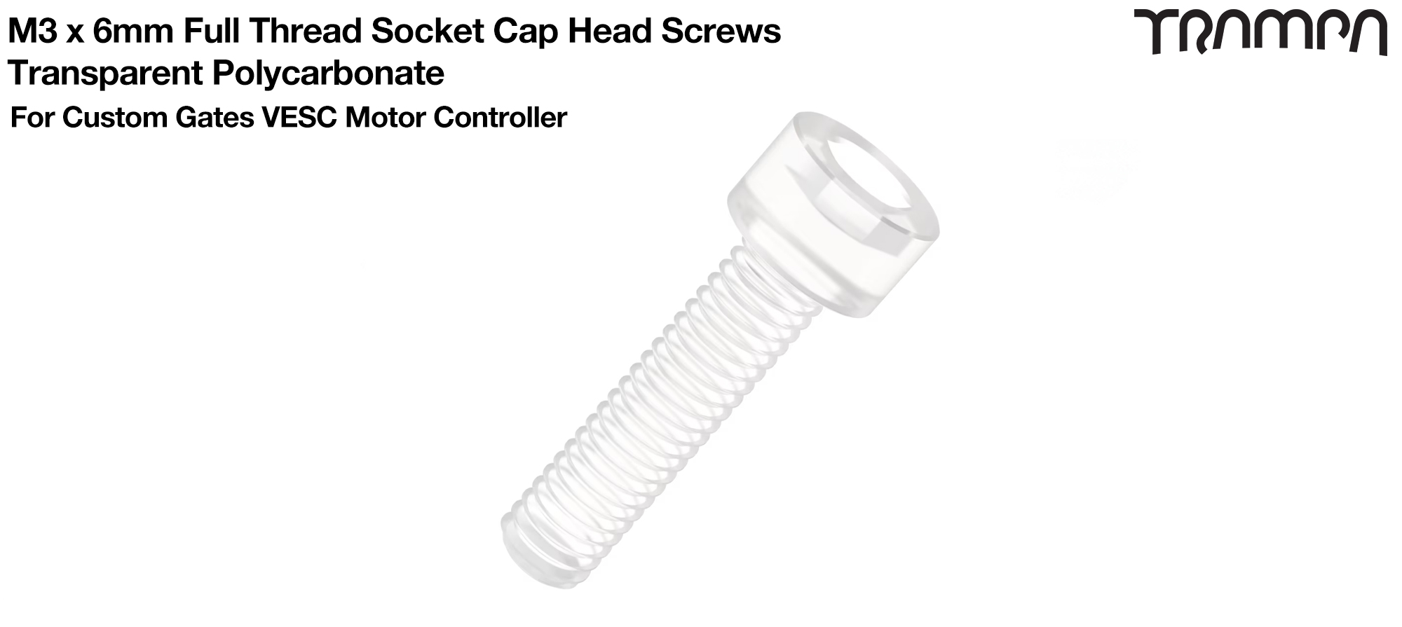 M3 x 6mm Full Thread Socket Cap Head Screws - Transparent Polycarbonate