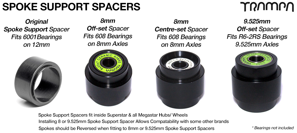 CUSTOM Spoke Support spacer - Installing a Spoke Support Conversin Spacer allowsyou to fit SUPERSTAR or MEGASTAR hubs to 9.525mm & 8mm Axles such as Evolve, Boosted & many others