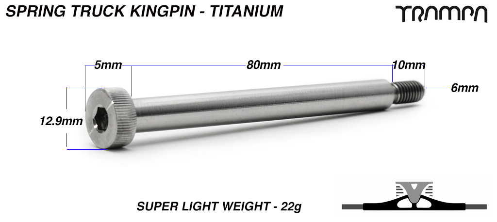 8mm TITANIUM King Pin - Half the weight of steel!
