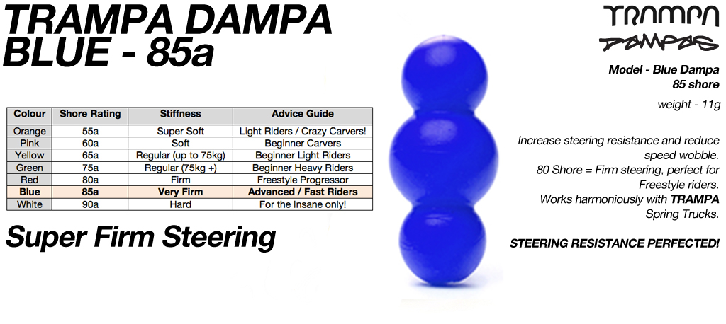 BLUE TRAMPA DAMPA - 85a Shore - 4 Star Hard steering
