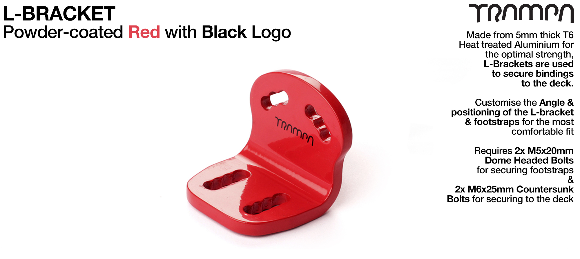 L Bracket - Powder-Coated RED with BLACK logo