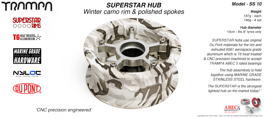 Superstar Hub - Winter Camo Rim with Silver anodised Spokes
