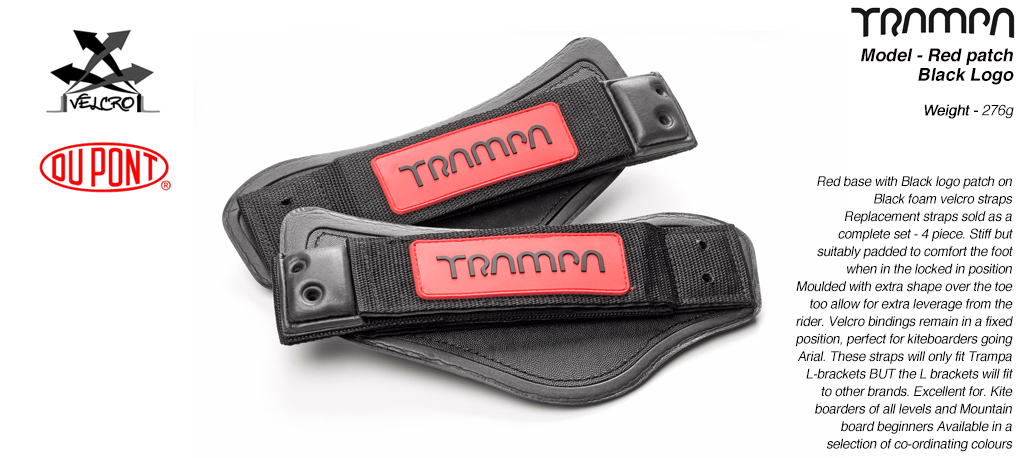 Red base & Black logo patch Velcro Footstraps