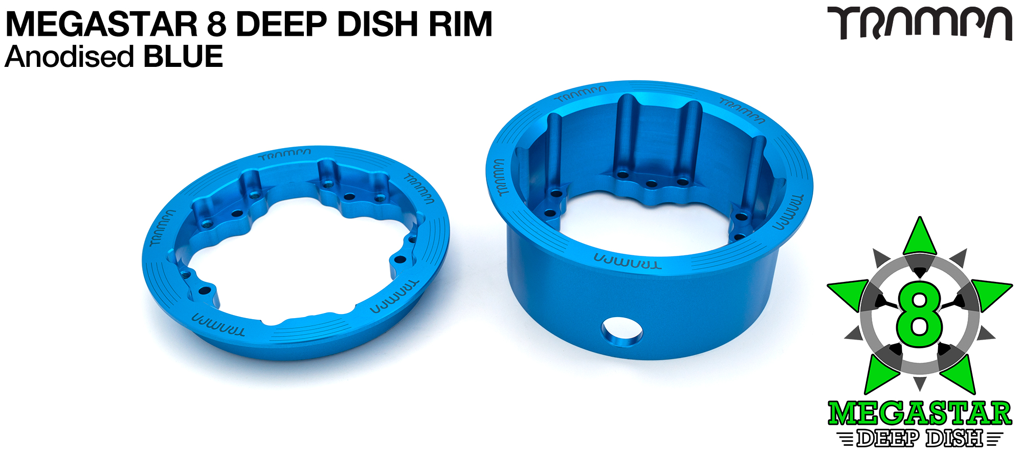 DEEP-DISH MEGASTAR 8 Rims on the FRONT - BLUE 
