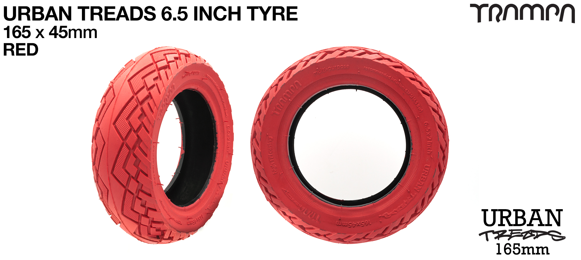 URBAN TREADS 6 Inch Tyre measures 3.75x 1.75x 6.5 Inch or 165x 45mm with 3.75 inch Rim & fits all 3.75 inch Hubs