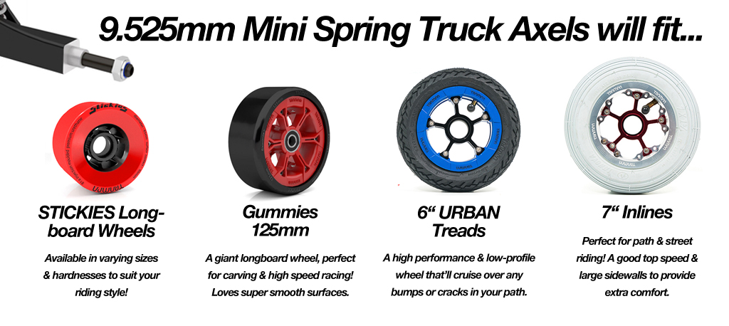 Custom MINI TRAMPA Trucks with Spring & Dampa's or BARRELS