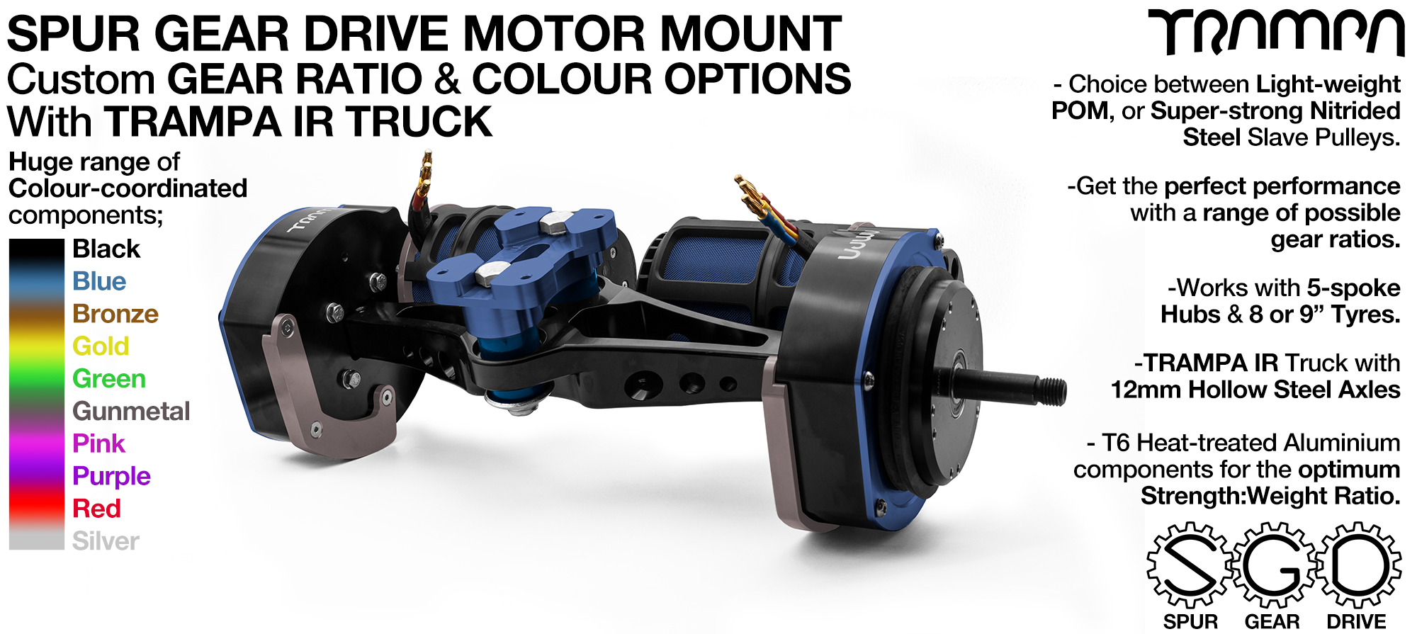 Mountainboard SGD TWIN with PULLEYS & FILTERS Mounted on a TRUCK