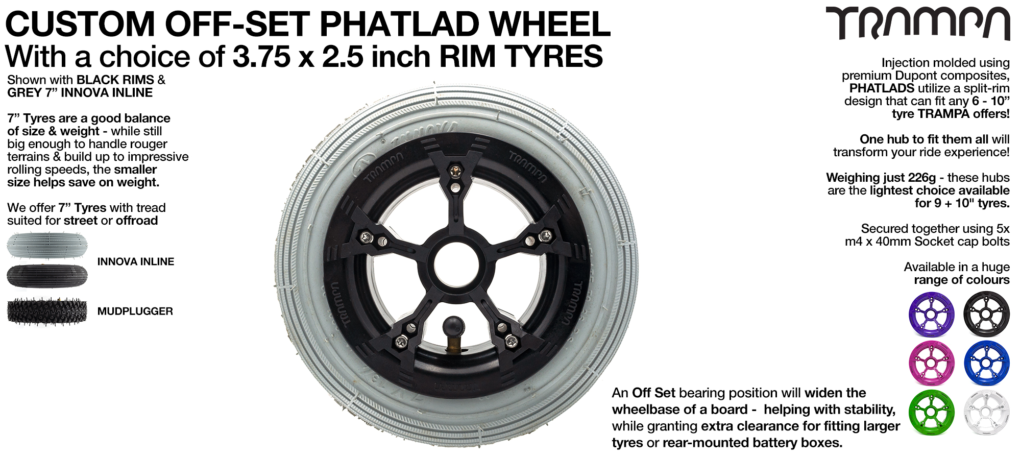TRAMPA PHATLAD hub with 9 Inch Tyres 