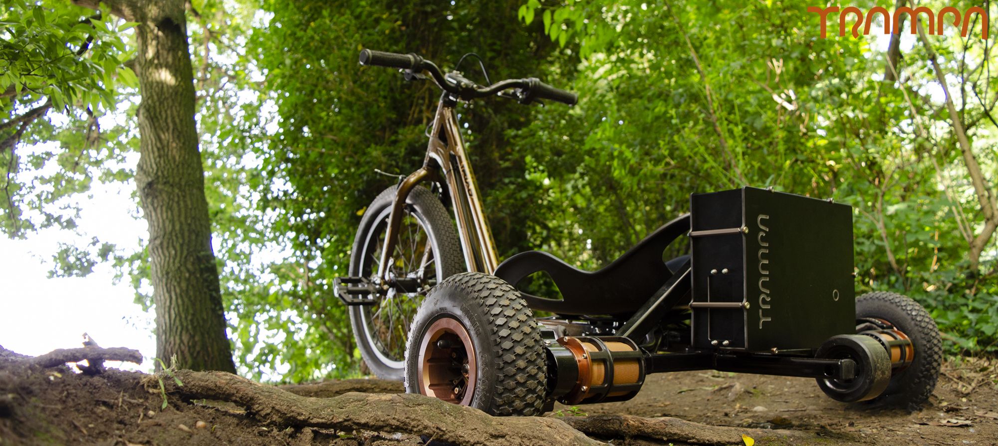 Electric TRIKE - TRAMPA's Dirt-E-Trike - CUSTOM build your Trike! If you already have a TRAMPA, you can exchange your batteries, wheels, charger from Board to Trike to keep costs down