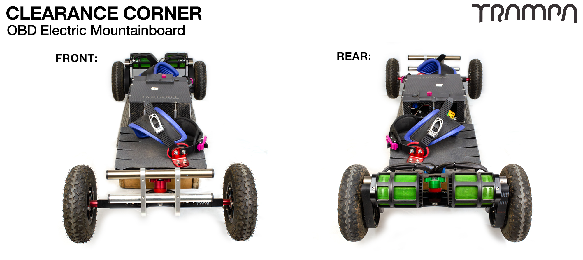 EMB 4 17ply 9/69 Deck with Wings, IR Trucks & Bullbar, Classic Monster Box, Open Belt Drive 14/76 185kv Motors, Megastar Wheels & 8 inch Tread Tyres  