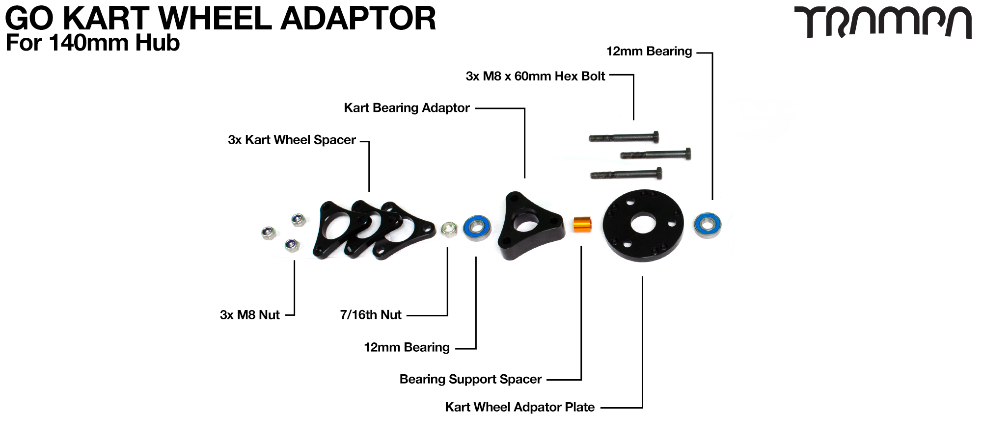 Go Kart WHEEL Adaptor - REAR Wheel 140mm x4