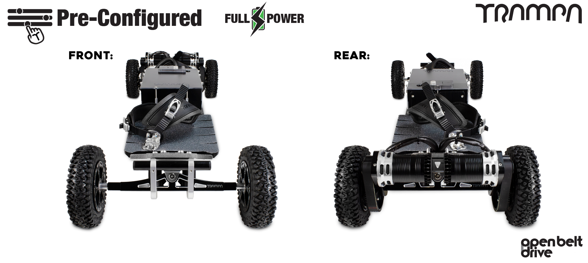 Pre-Configured - Full Power - Open Belt Drive Electric Mountainboard