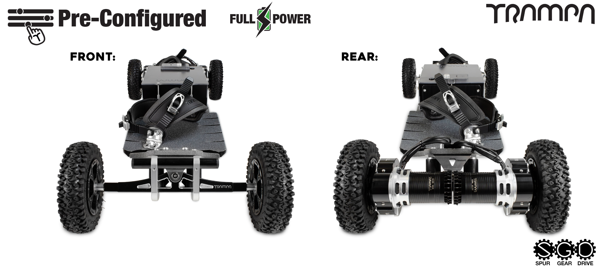 Pre-Configured - Full Power - Spur Gear Drive Electric Mountainboard