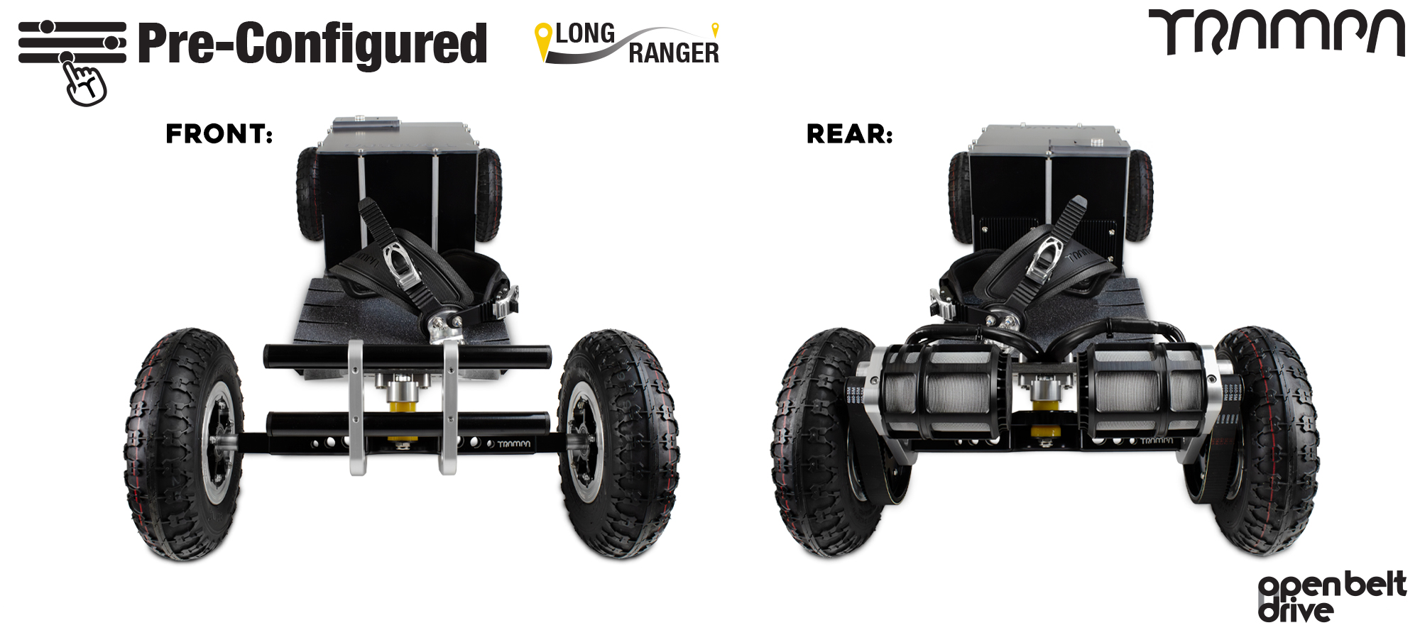 Pre-Configured - Long Ranger - Open Belt Drive Electric Mountainboard