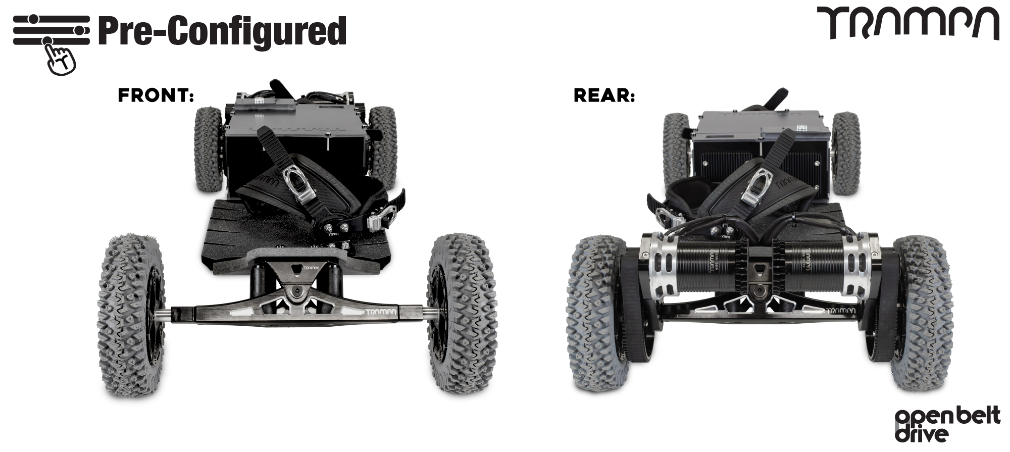 Pre Configured - 16S - Open Belt Drive Electric Mountainboard