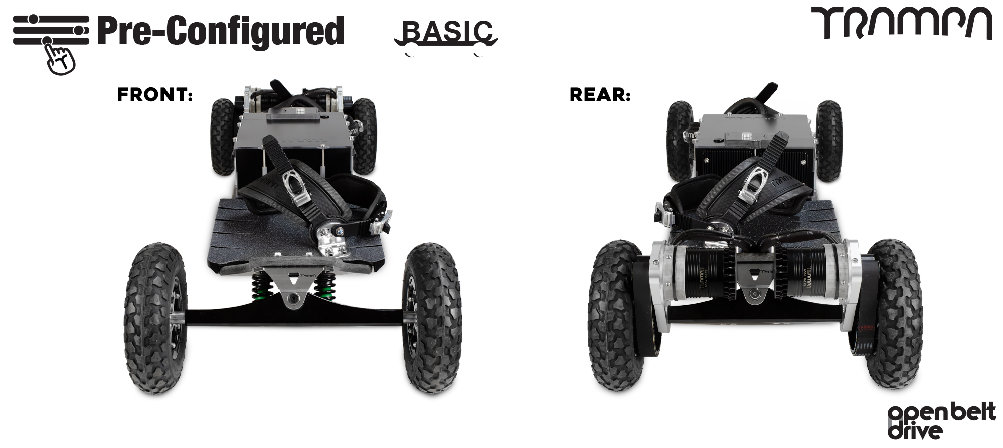 Pre-Configured - Basic - Open Belt Drive Electric Mountainboard